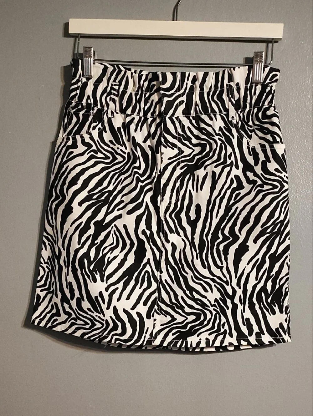 Bar III Women's Black & White Zebra Print Denim Mini Skirt